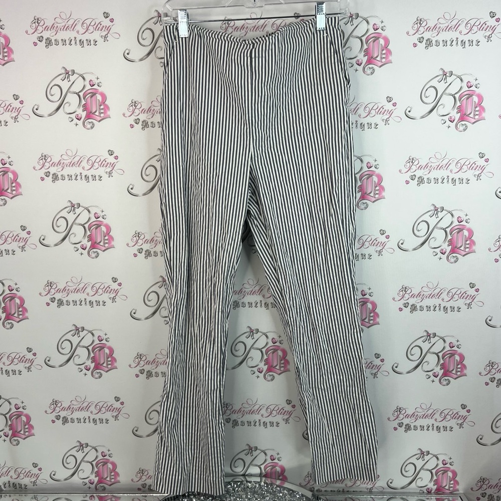 Jones New York pants flare pin stripe Navy and White Striped Pants
